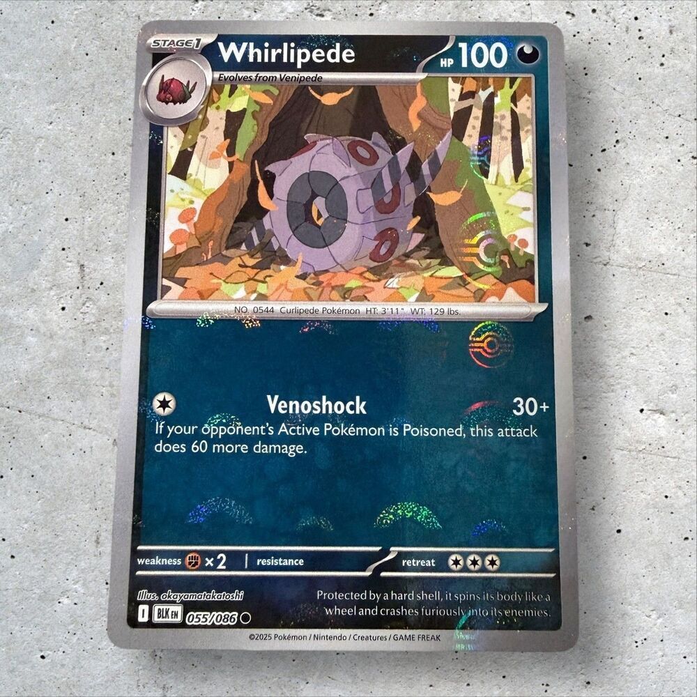 Pokemon WHIRLIPEDE 055/086 - Black Bolt - Poke Ball Pattern - MINT